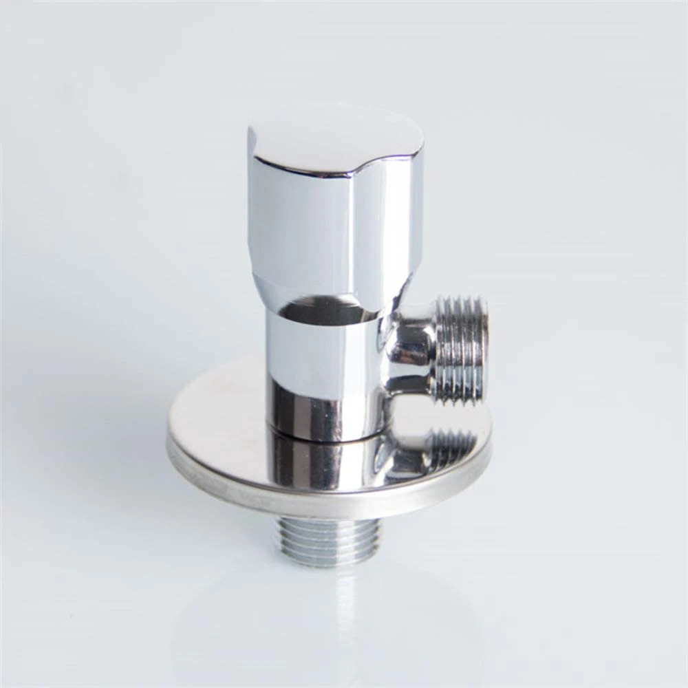 Chrome Finish Angle Valve Two-Way Zinc Alloy Handle Water Angle Valve Brass Angle Stop Valve for Bathroom Toilet Kitchen