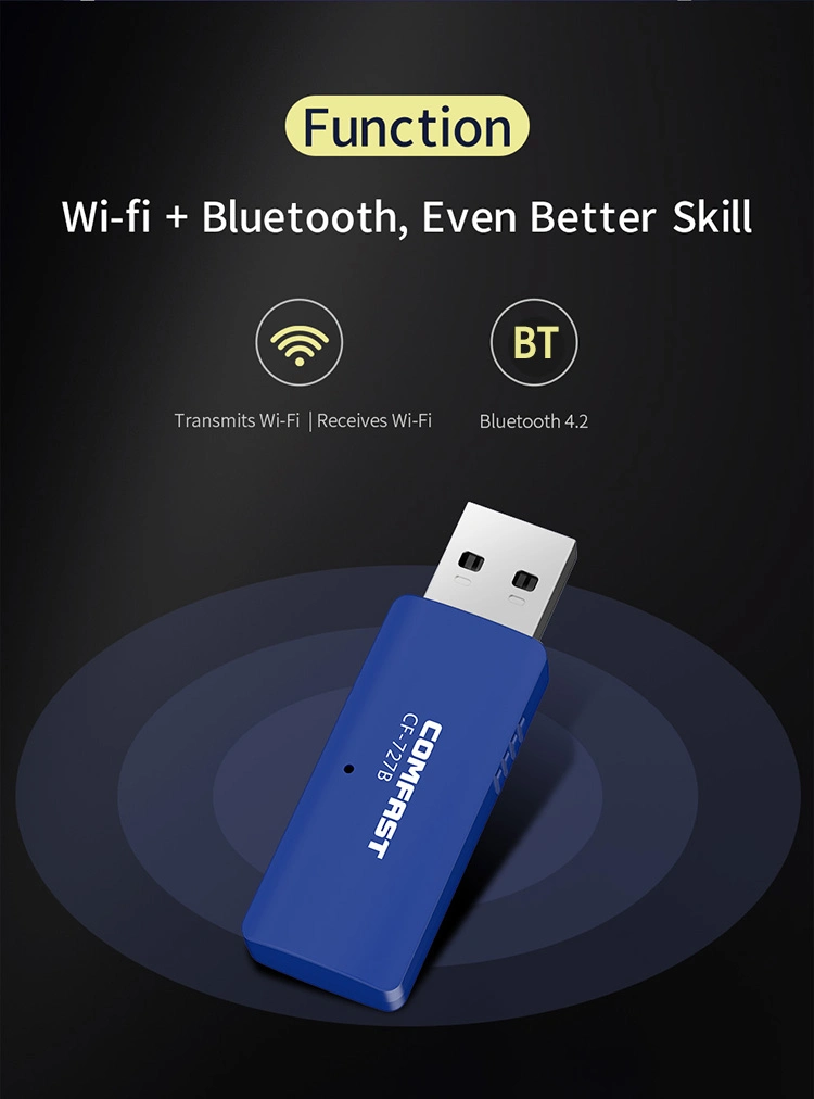 Adaptador WiFi Bluetooth Comfast 1300Mbps Dual Band 2,4GHz 5GHz inalámbrico Tarjeta de red USB Dongle