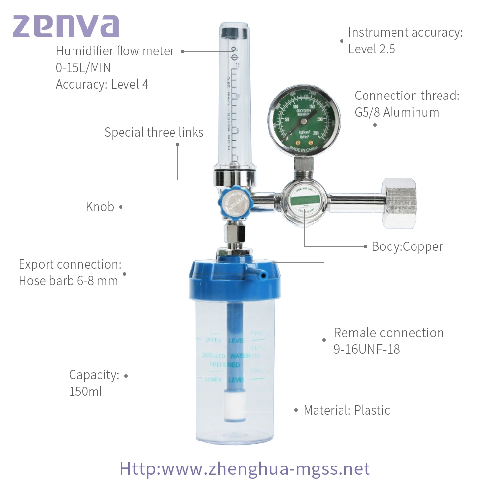 2021 Heisses Modell Cga540 des medizinischen Sauerstoffreglers mit Anschluss Durchflussmesser