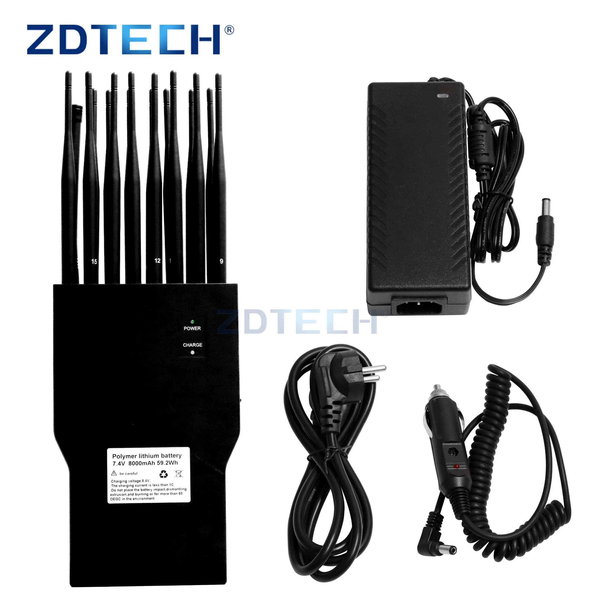 Portable Handheld 21 Channels 10m Signal Detector Mobile Phone 5g GPS WiFi Digital RF Jammer with 16000mAh