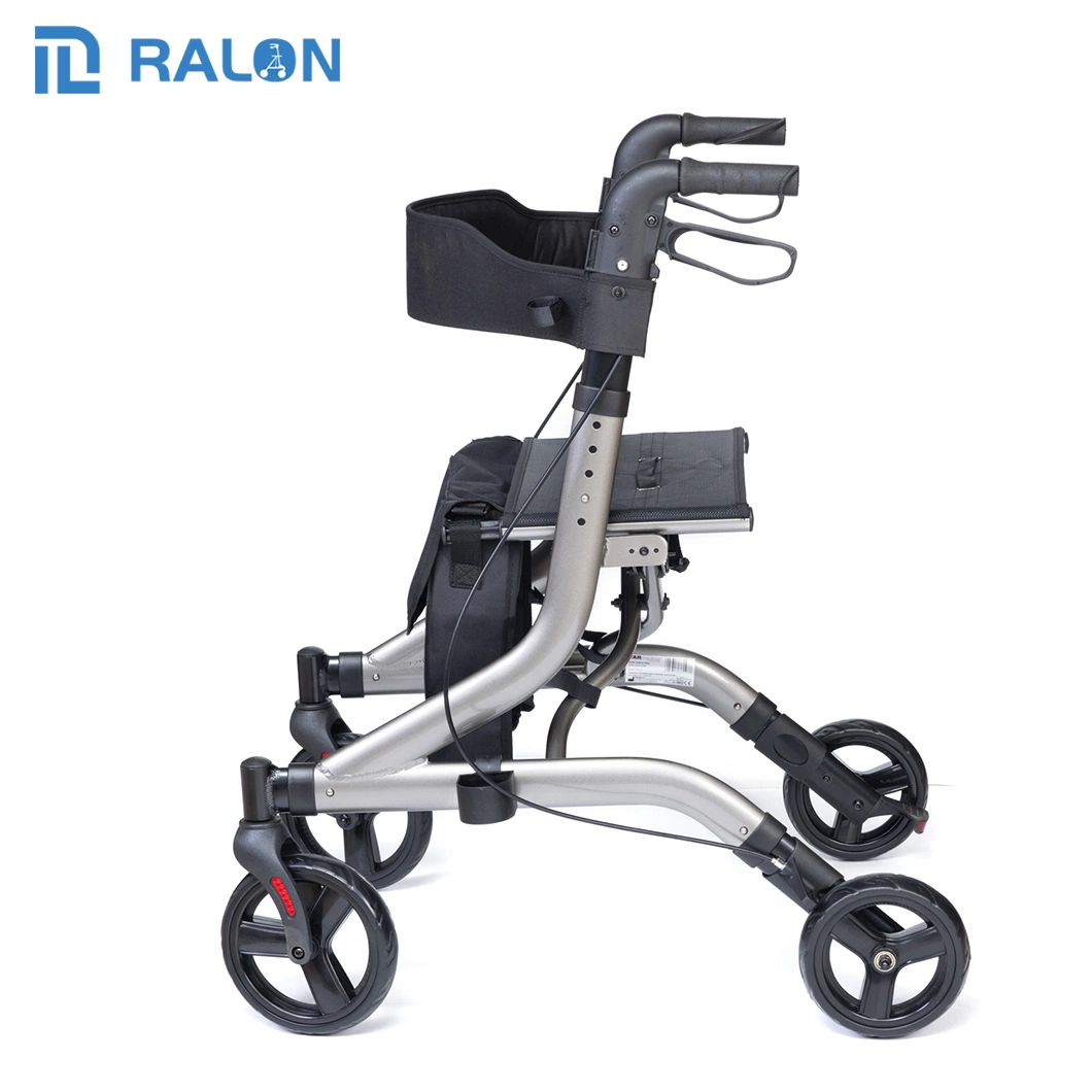 Wholesale/Supplier Hot Sales 8 Inch PVC Wheels Adjustable Aluminum Shopping Rollator with Seat