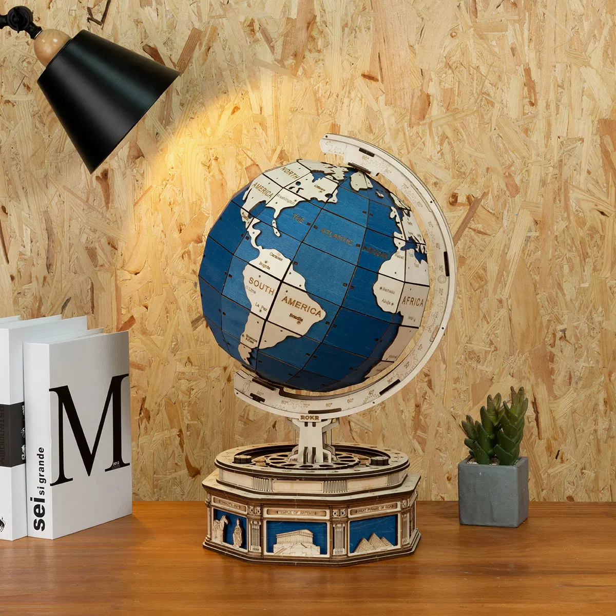 DIY Wooden Globe Model Jigsaw 3D Puzzle Gifts for Adults