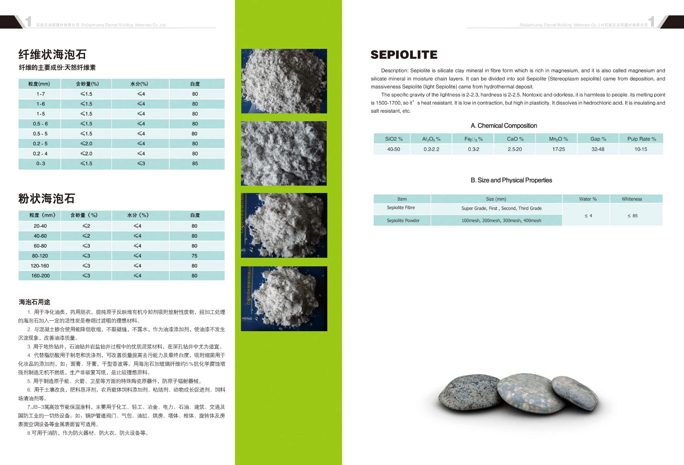 Suministro de la fábrica de cerámica de Recubrimiento en Polvo Sepiolite Sepiolite utilizan esmaltes