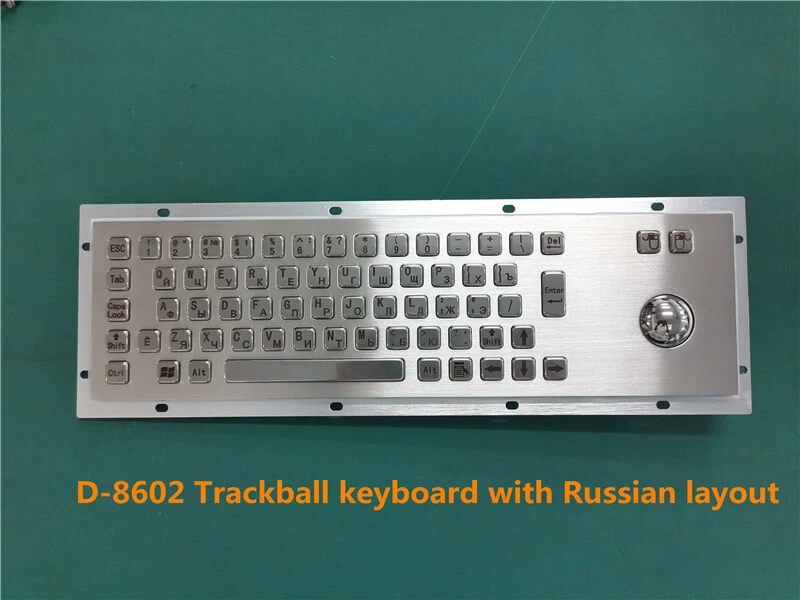 Panel Mount Custom Industrial Computer Waterproof Stainless Steel Metal Keyboard with Trackball Mouse