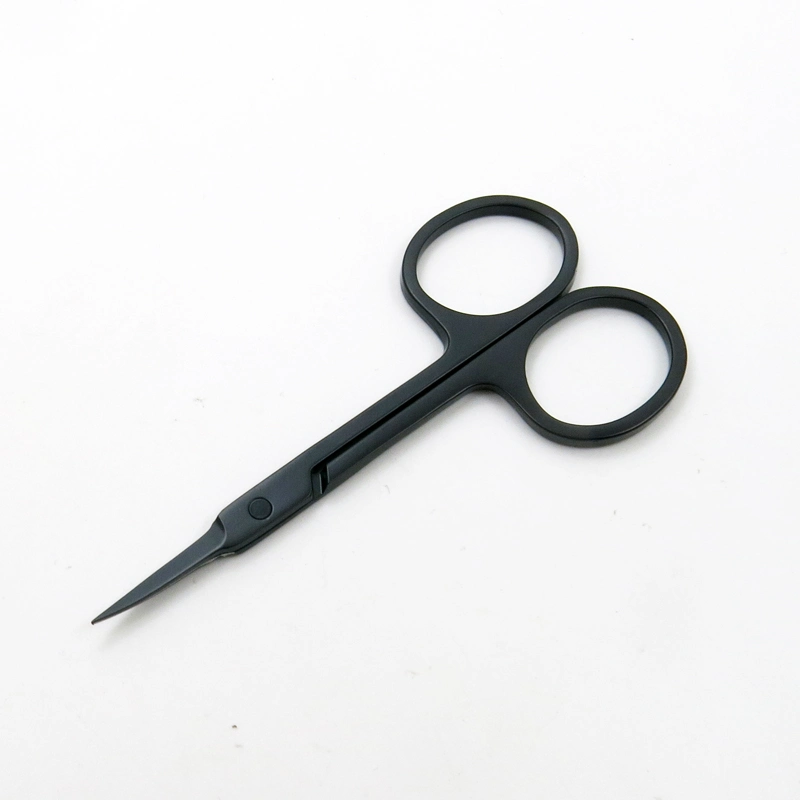 Black Color Sharp Beauty Scissors for Eyebrow Hair Cutting Facial Trimming Portable Manicure Care