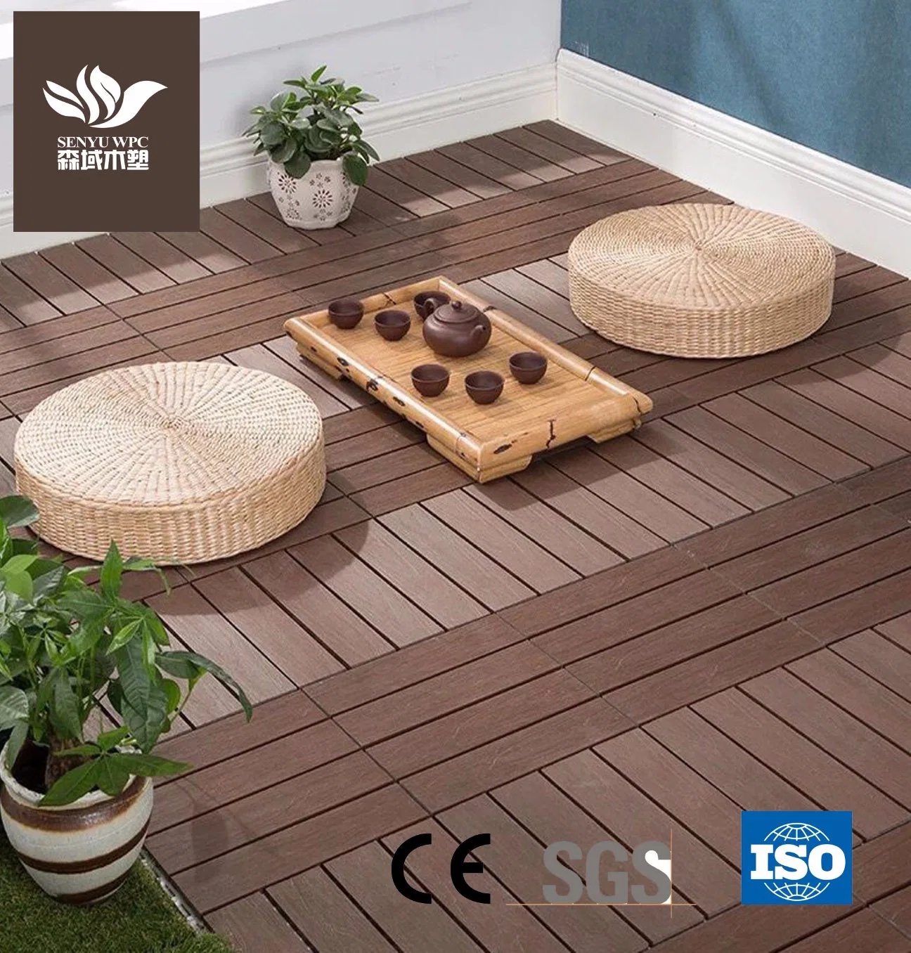 Convenient Wholesale DIY WPC Wood Grain Outdoor Plastic Flooring Tile Composite Decking