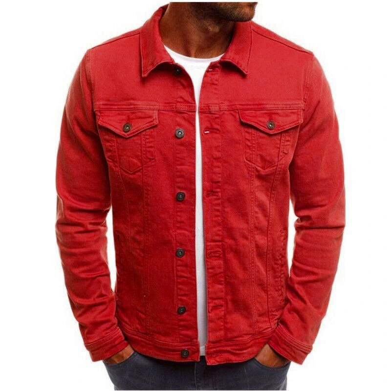 Autumn New Pure-Color Jacket Men&prime; S Casual Denim Jacket