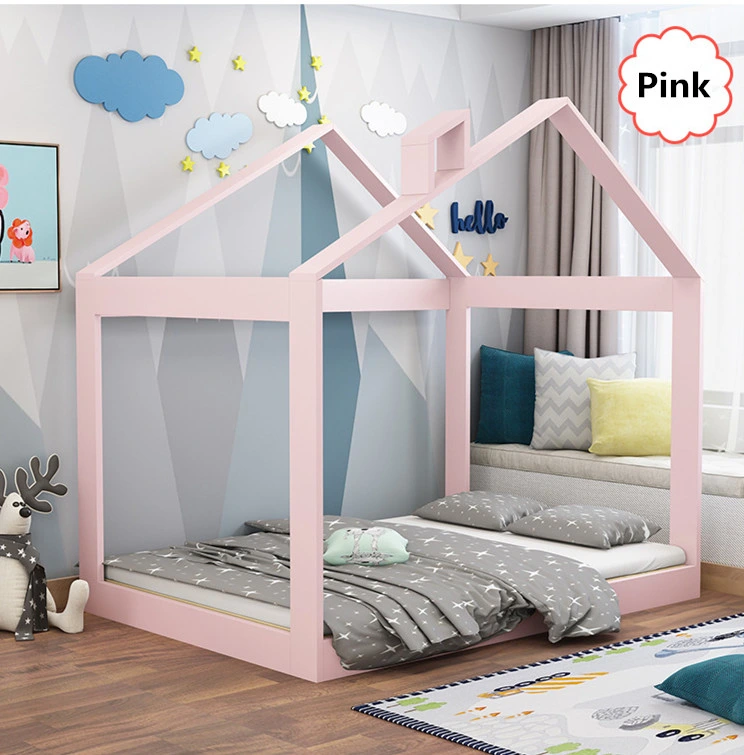 Los niños de la casa de la adormidera con Dos Camas individuales Cama de la plataforma de madera color blanco