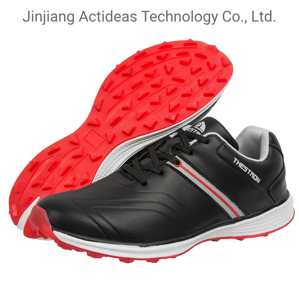 Calzado resistente al agua de goma de moda zapatos de golf de cuero para hombres