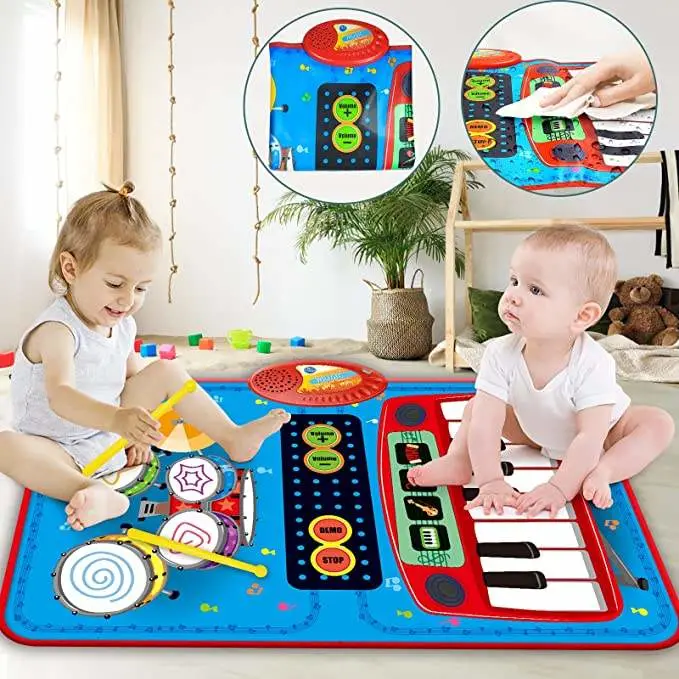 2 in 1 Baby Toys Learning Floor Blanket Wholesale/Supplier Musical Piano Play Mat Game Colorful Toddler Piano Drum Mat Electronic Toy