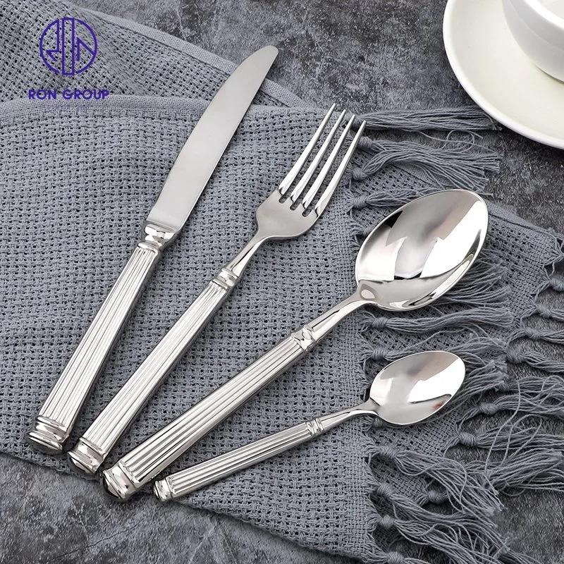 Western Style Retro Classic Tableware Stainless Steel Knife Fork and Spoon Four Piece Set