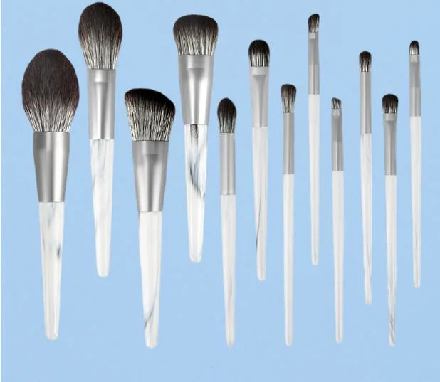 12PCS in One White Marble ABS Plastic Handle Vegan Synthetic Hair Makeup Brush Beauty Tools Makeup Kit