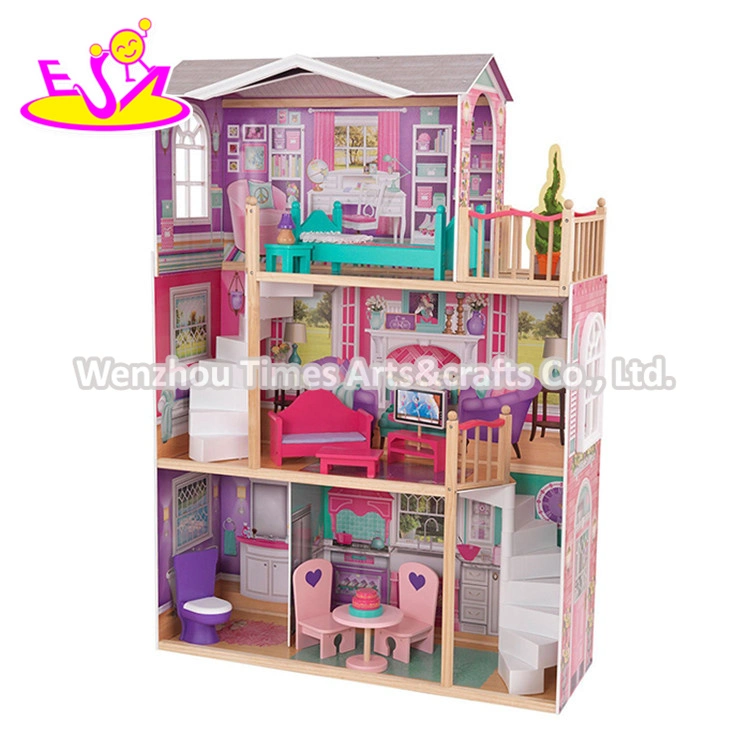 Best Design Big Size Kids Wooden Elegant Doll House Set with Furniture W06A227