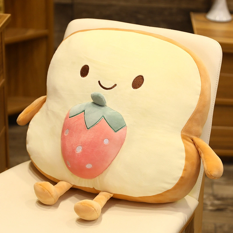 Carton Pain Toast coussin moelleux oreiller jouet en peluche OEM de bonne qualité de gros cadeau à coussin d'ICTI populaire Thanksgiving Halloween