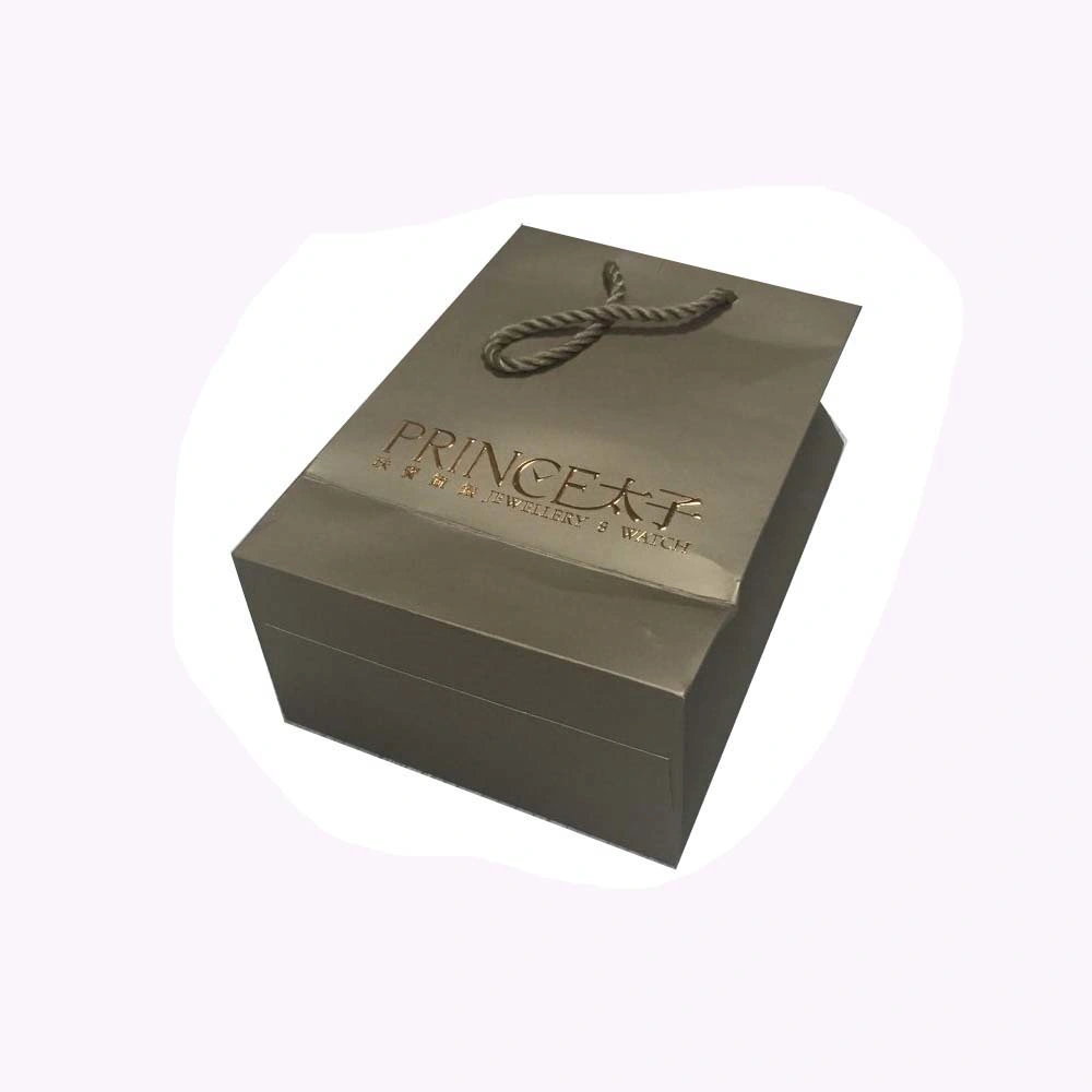 Silver Color Printed Paper Bag with Cotton Rope