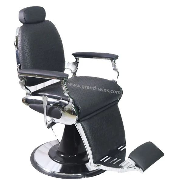 Chaise de barbier pour hommes inclinable hydraulique en aluminium doré de nouveau modèle en gros.