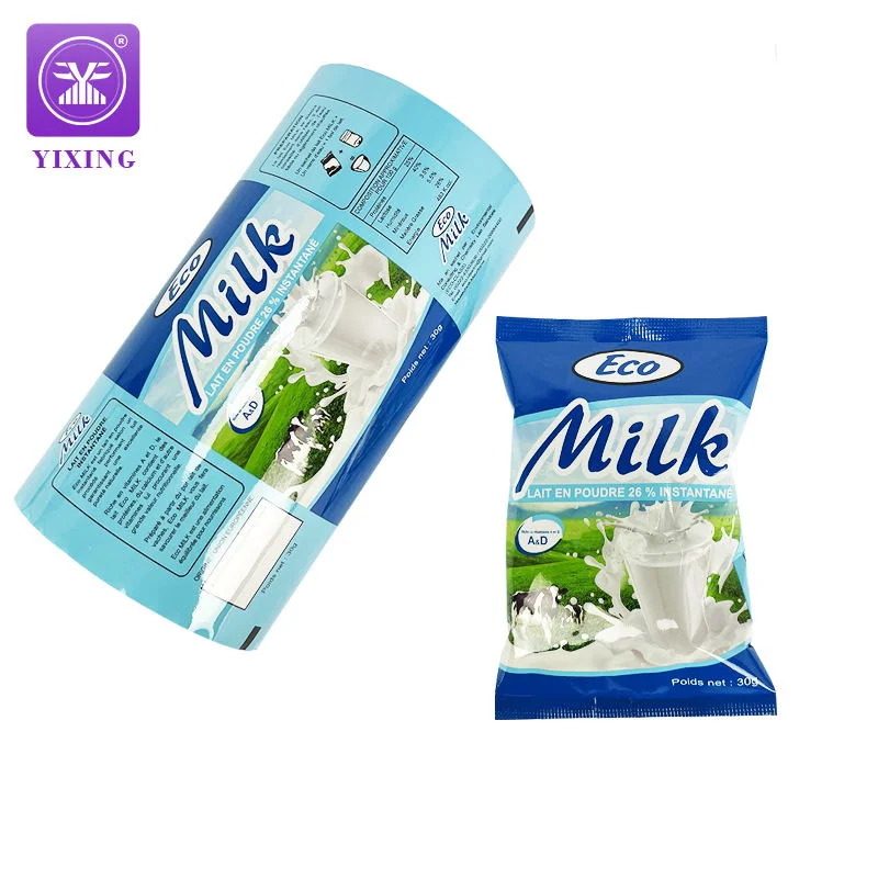 Sac de lait instantané personnalisé Sac de lait en poudre feuille d'aluminium Film en rouleau film biscuits croustilles sac alimentaire en plastique