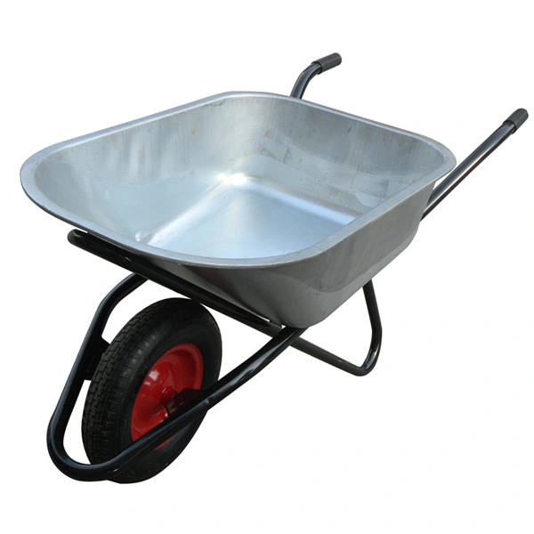 Wb6418 Russia Market Construction Heavy Duty Steel Wheelbarrow with Galvanized Tray