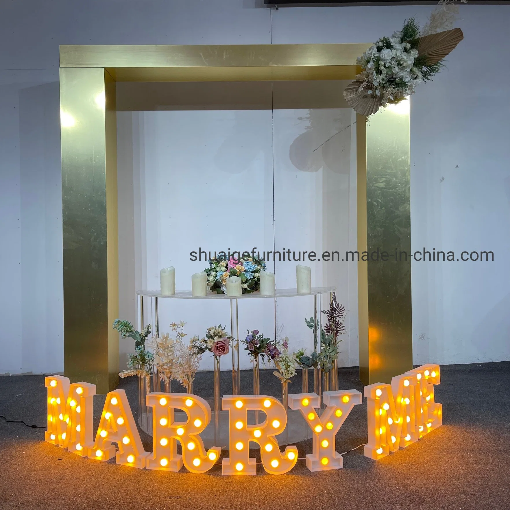 Muebles de bodas de oro de la boda de acrílico Arch para casarse con la decoración