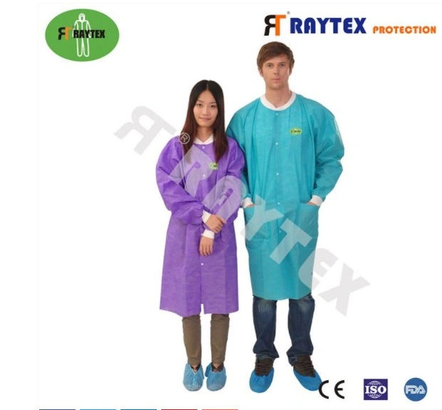 PP desechables/PE/SMS Nonwoven protectora Bata de laboratorio