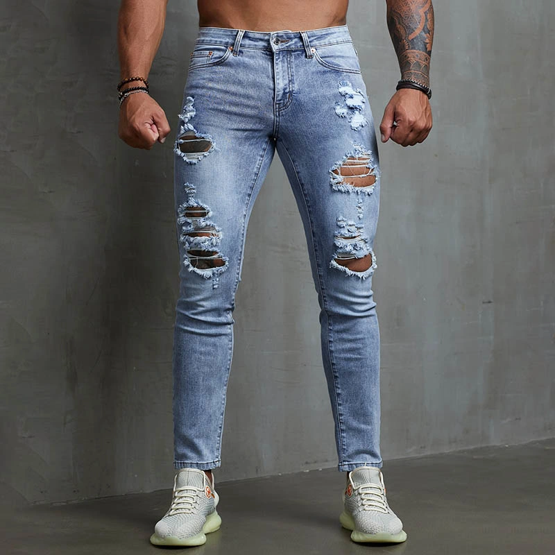 Оптовая торговля моды мужчин' S Skinny Ripped Джинсовые брюки мужчин Жан джинсы