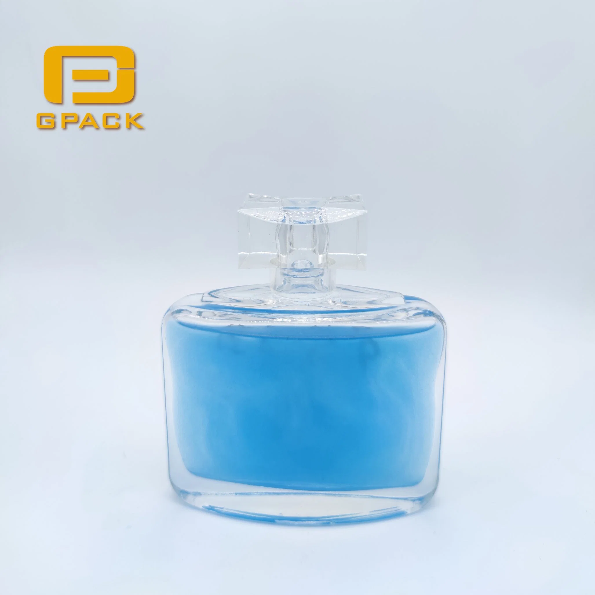 New Design Oval Shape Super Crystal Blue Glass Perfume Packaging Bottle Cosmetics Packaging Household Spray Bottles with Pump