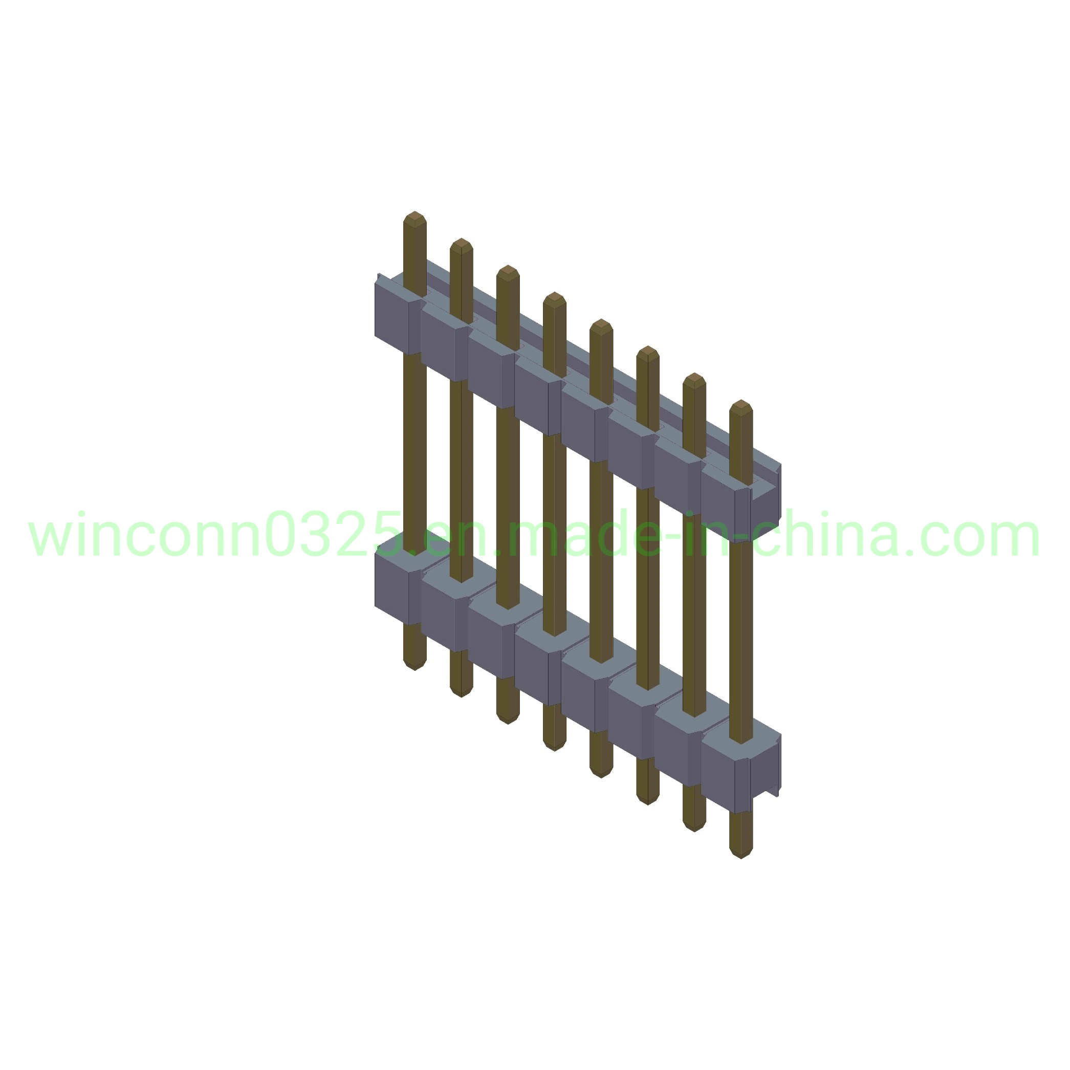 Conseil étamé Surface horizontale de verrouillage de carte à carte de montage, d'alimentation, carte à fil de signal de courant élevée LCP 0.200" (5,08 mm) Hauteur de la broche du connecteur de barre de coupe