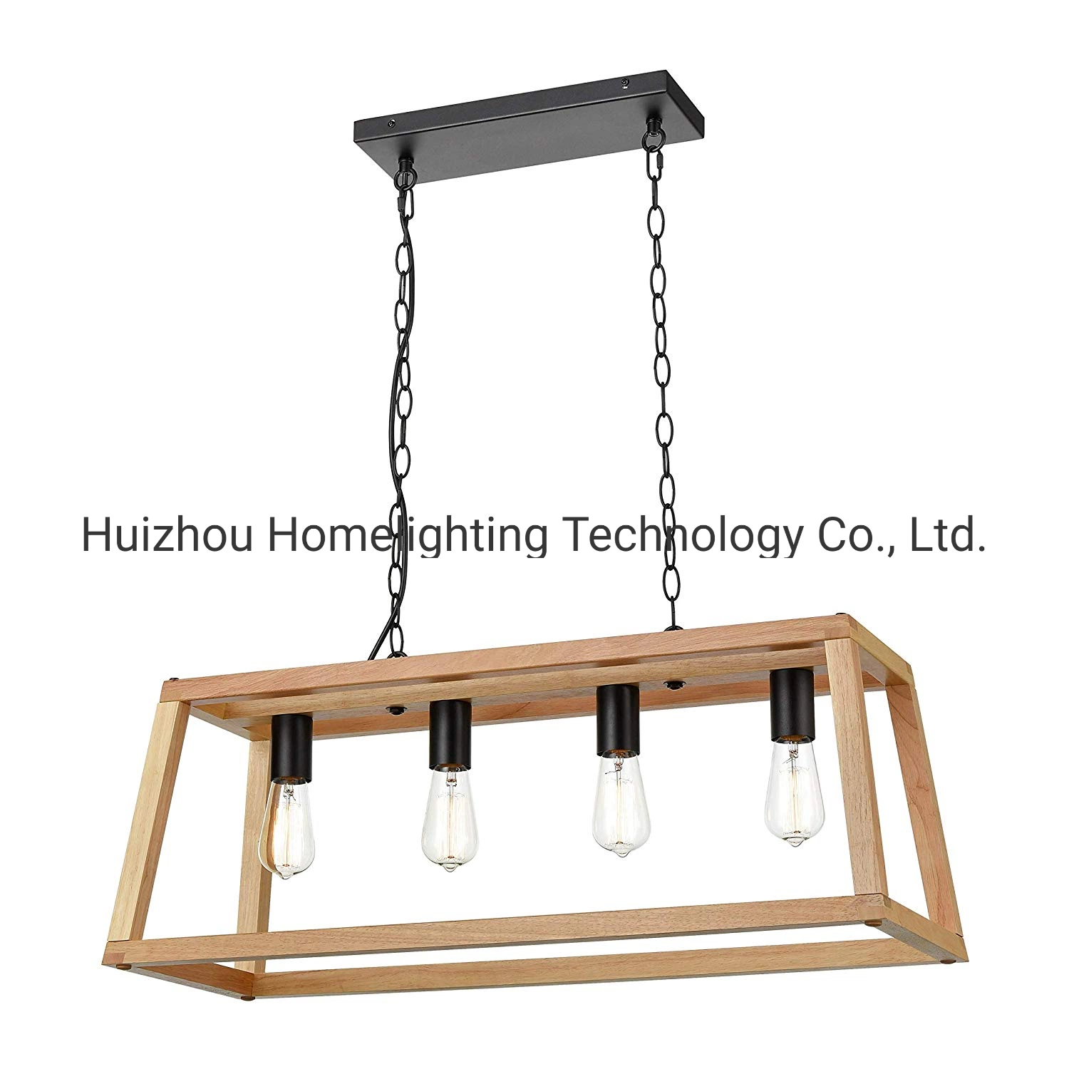 Jlc-3021 Industrial Style Loft Wood Pendant Lamp 4 Light Chandelier Lighting Fixture