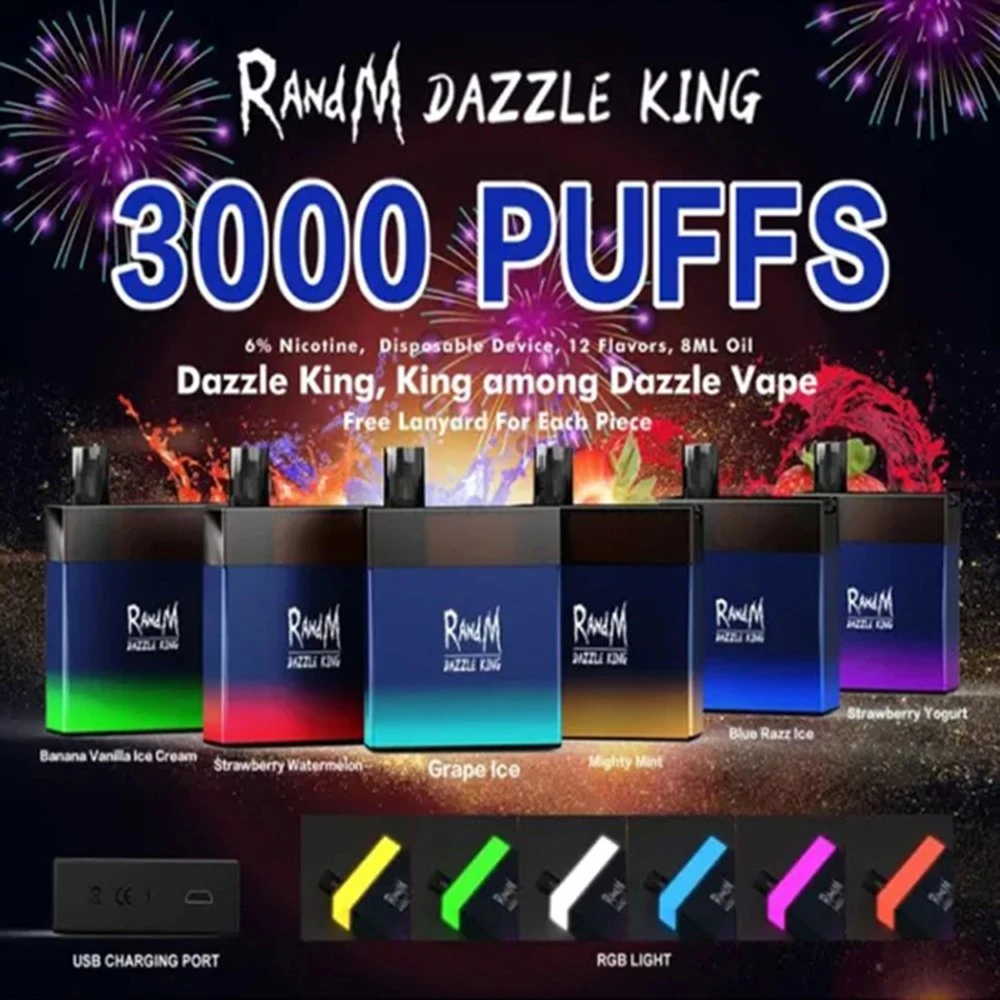 Fashion Box Shape Disposable Pod Rechargeable Randm Dazzle King 3000 Puffs