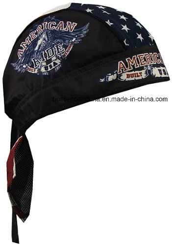 OEM Produce Customized Logo Printed Cotton Skull Biker Cap Bandana Headwrap