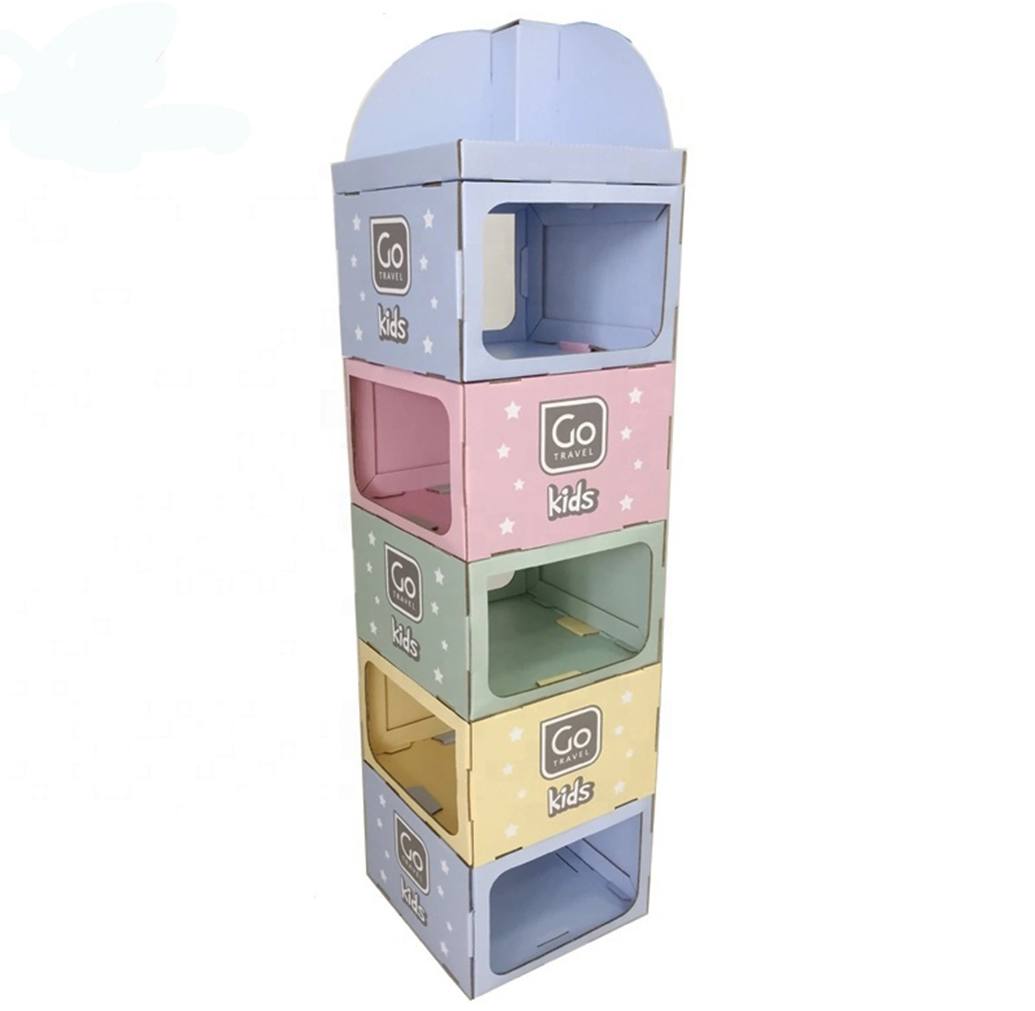 Baby Items Promotion Tiered Cardboard Baby Diaper Paper Creative Display Stand Carton