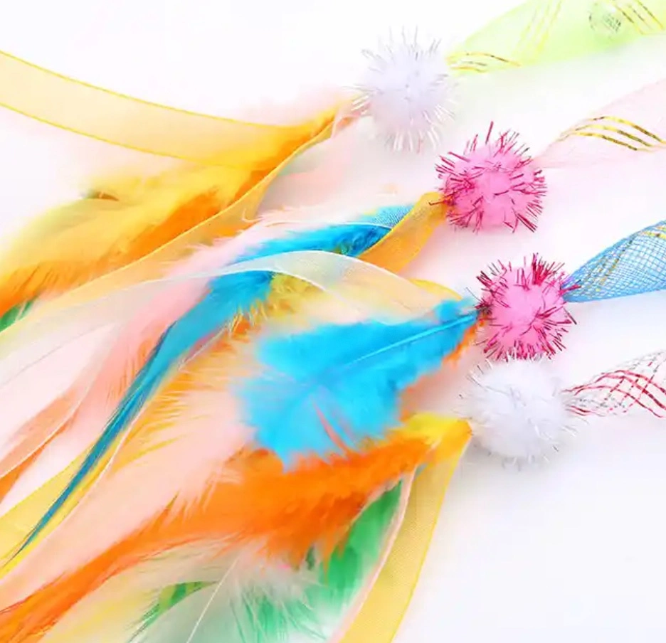 Factory Direct Sales Multi Color Long Tube Interactive Cat Feather Toy