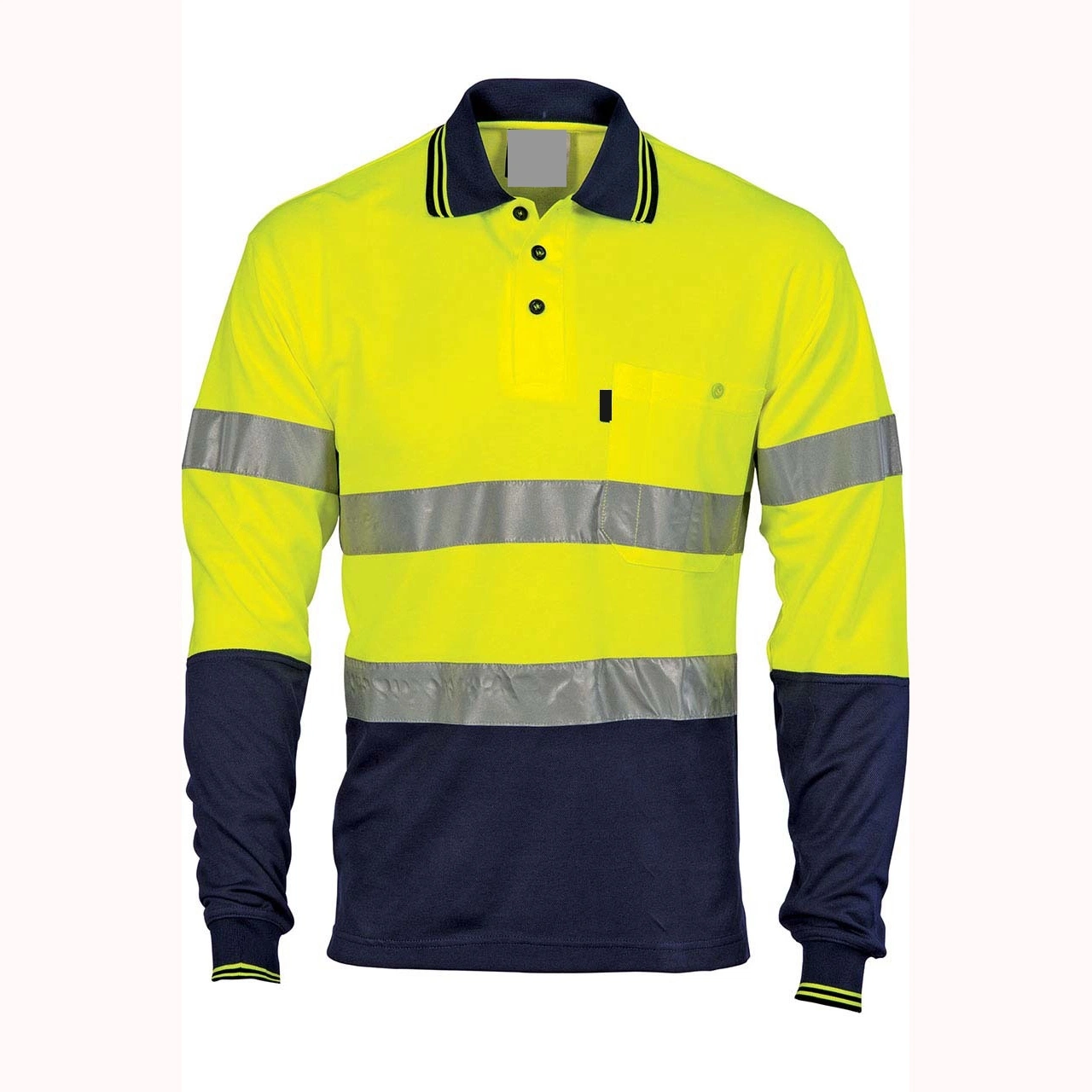 Cheap Hi Vis Two-Tone Ribbed Comfort Long Sleeved Polo Shirt