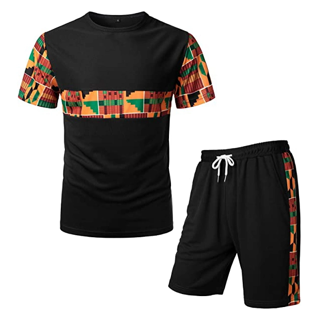 Wholesale Customized Casual Mens Sportswear T-Shirt Shorts Color Printing Tracksuit