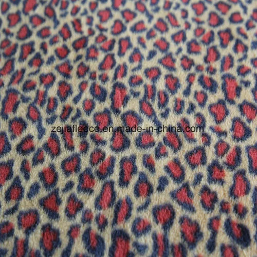 Leopard Print Polar Fleece with 2 Sides Brush and 1 Side Antipilling
