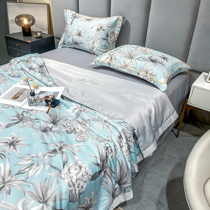 Großhandel ODM Top Home Textil Grau Kissen deckt Blume Faser Bettwäsche Set Drucken Saisonrabatt