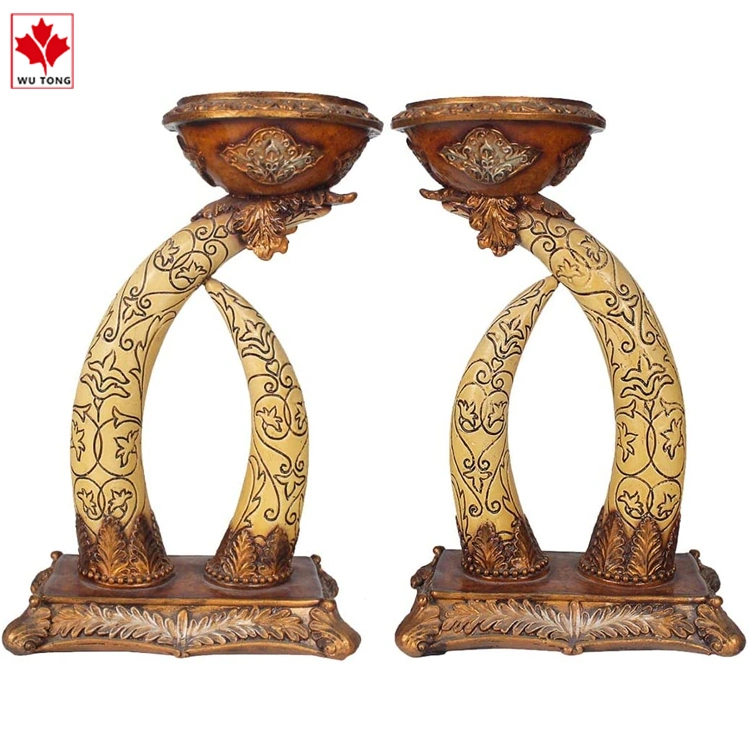 Conjunto de 2 suportes decorativos para velas Ivory, em resina retro, suportes para velas em pilares Ivory Candlestick