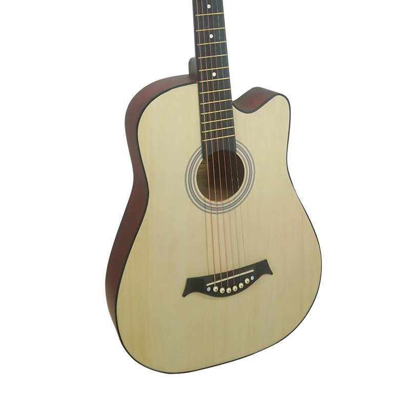 OEM personalizado ODM Aiersi Marca Lindenwood Cutway 38 pulgadas pequeño Guitarra acústica Folk Steel String