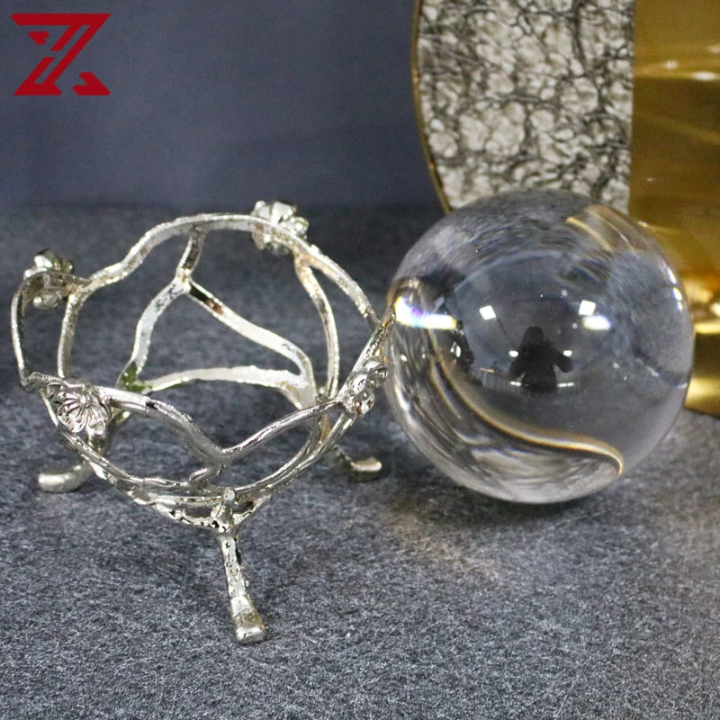 Nordic Style Golden Metal Stem Crystal Balls Decoration Crystal Crafts Home Desktop Decoration