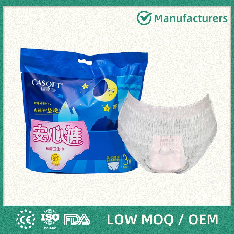 Serviettes hygiéniques à absorption élevée avec couche de SAP pour sous-vêtements de maternité pour femmes.