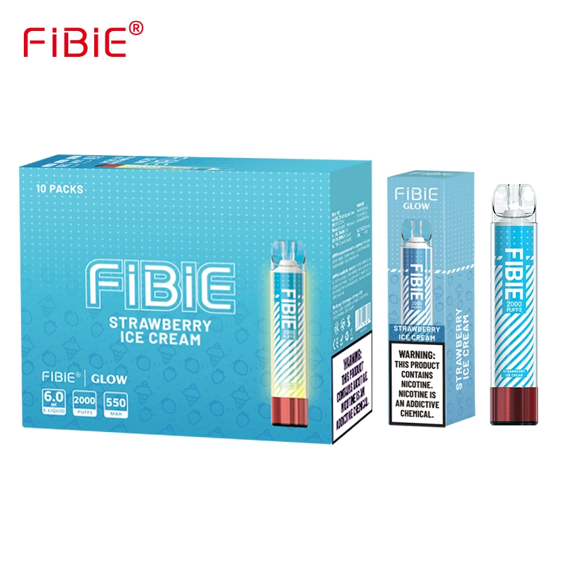 La nicotina Fibie Vape personalizada jugo vaporizador Pen Hookah 2000 inhalaciones desechables Wape recargable brillan la pluma de cristal perdido María Elf bares E Shisha