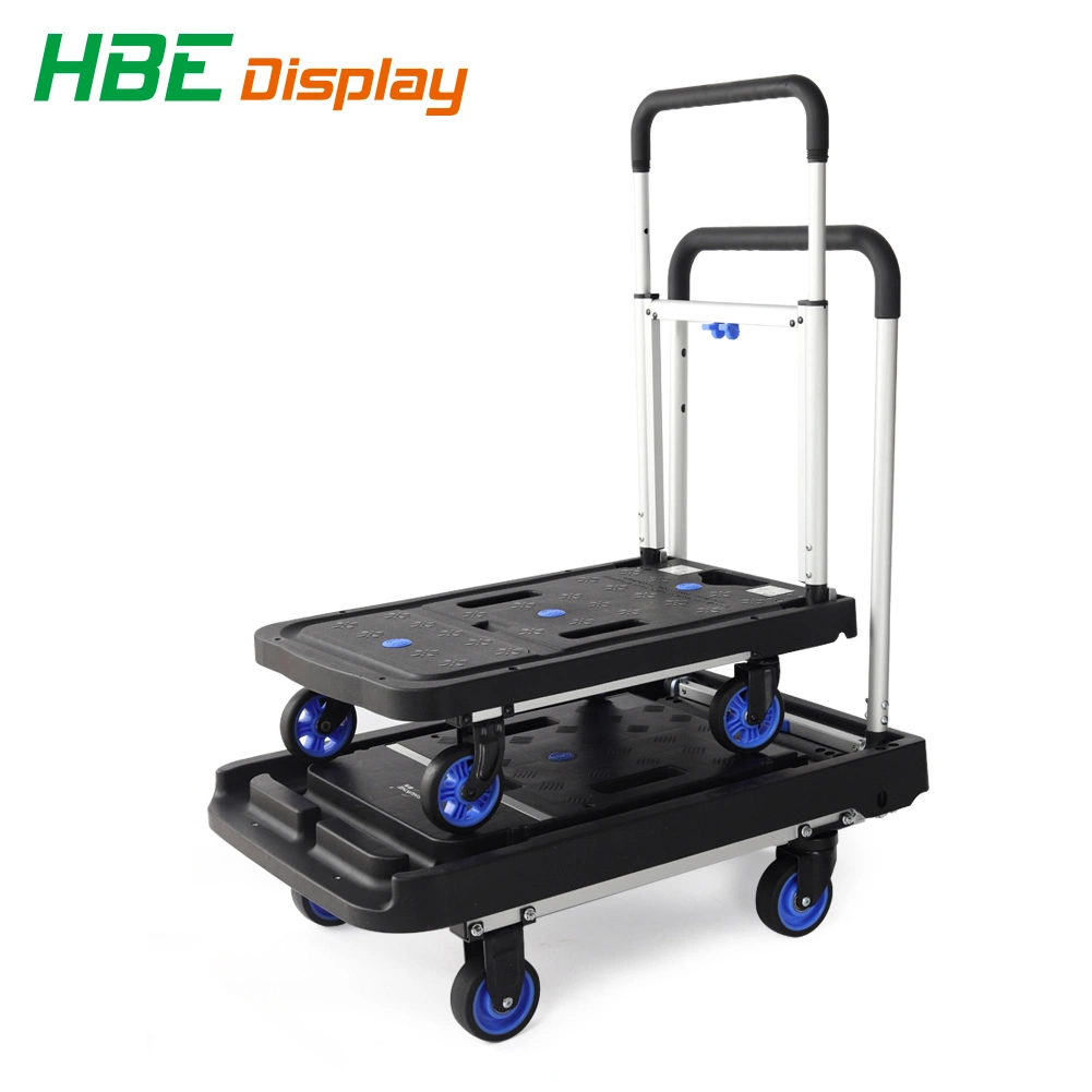 Capacity 300kgs New Design Heavy Duty Foldable Hand Trolley Plastic Platform Truck