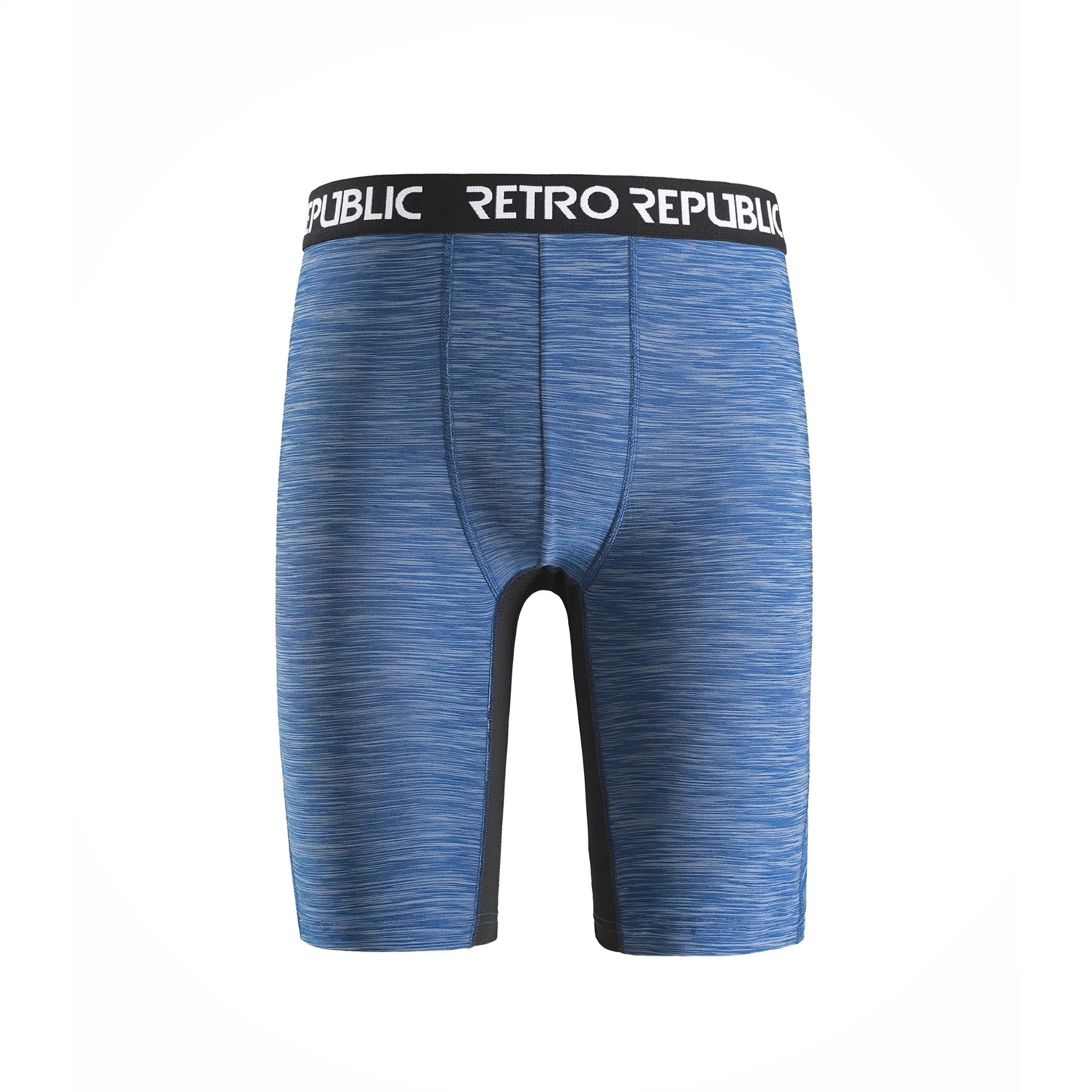 2023 Basic 2 PCS Polyester Grey Melange & Blue Melange Comfortable Smooth Breathable Wicking Men Long Boxer with High quality/High cost performance Black Wide Logo Printed Elastic