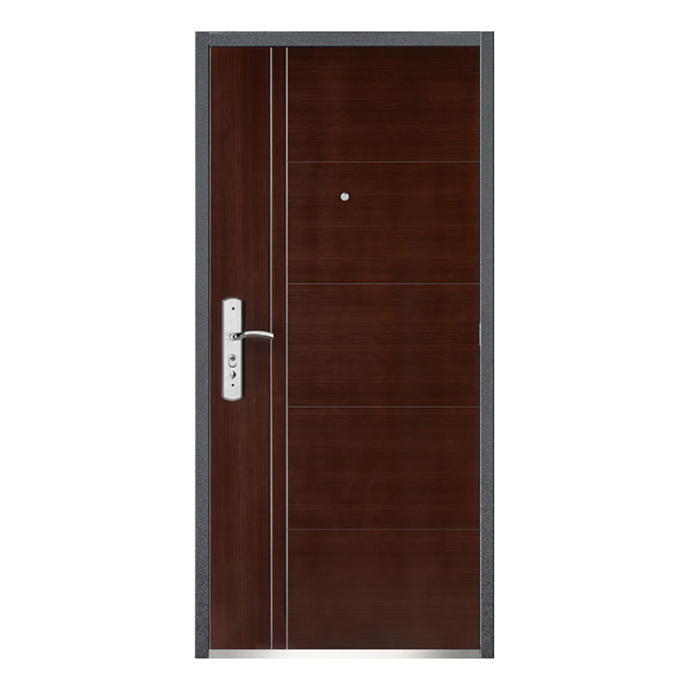 Outside Grey Powder Coated Inside Wood Grain Steel Door