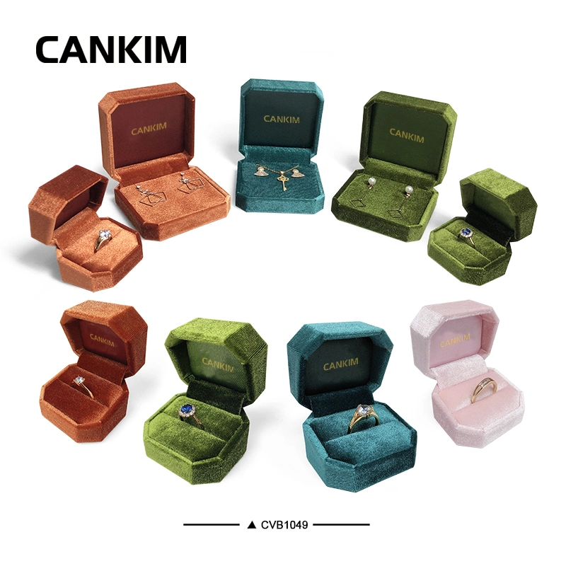 Cankim High quality/High cost performance  Velvet Jewelry Boxes Velvet Ring Box Velvet Boxes Jewelry Box Octagon Box with Logo