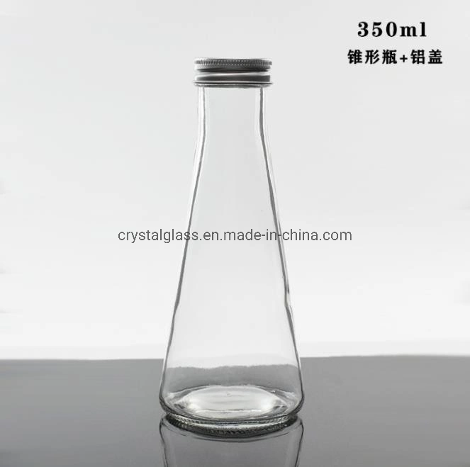 350ml Screwthread Erlenmeyer Flask Glass Bottle for Ice Cold Drinking Juice with Screw Lid or Cork