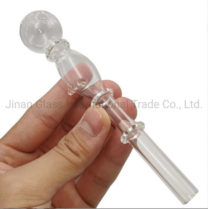 New Stock 145mm Transparent Glass Blue Skull Pipe Oil Burner Glass Smoking Water Pipe