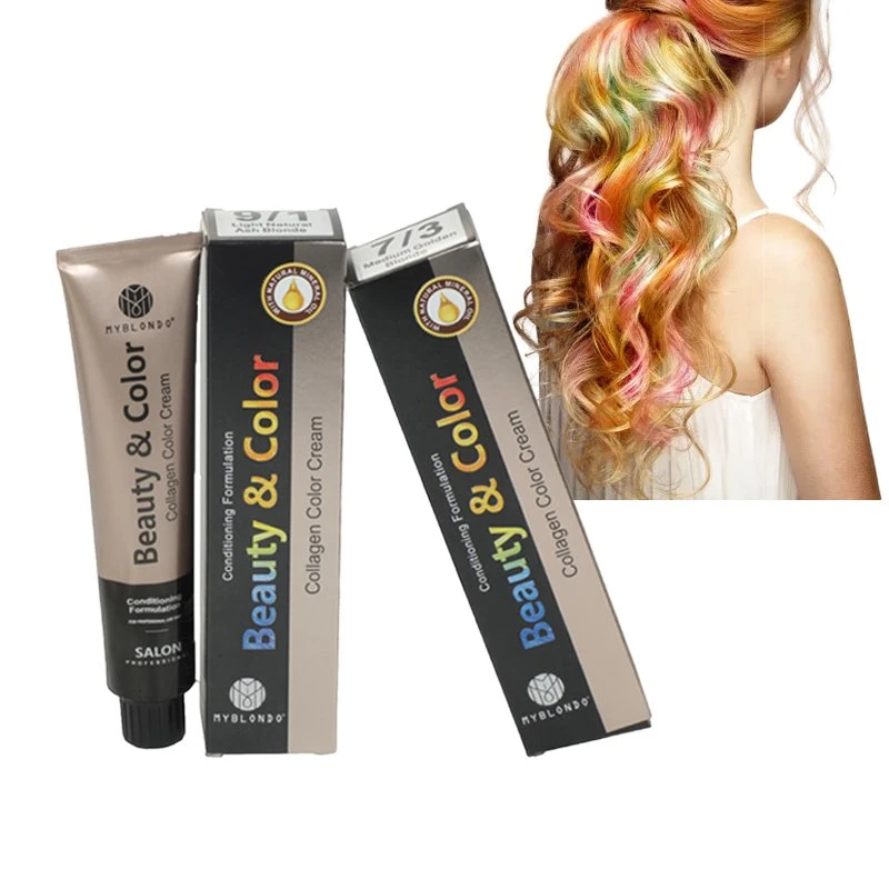 Guangzhou Color de cabello Crema Shinny largo duradero permanente de tinte de cabello Colágeno Color Crema Salon Popular Cuidado del pelo 100ml