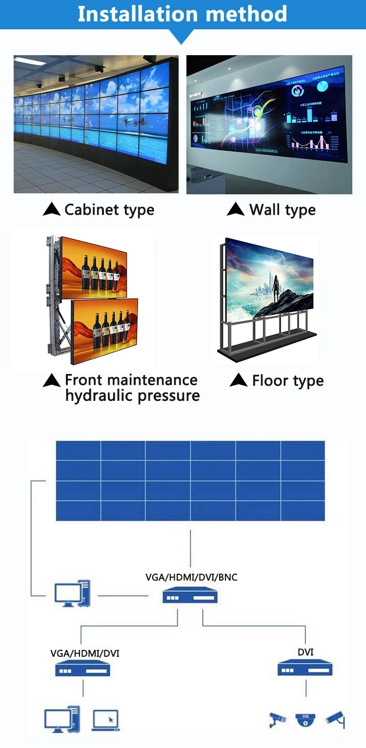 High Definition 55 Inch Floor Standing 3.5mm Advertising LCD Video Wall Display Screen