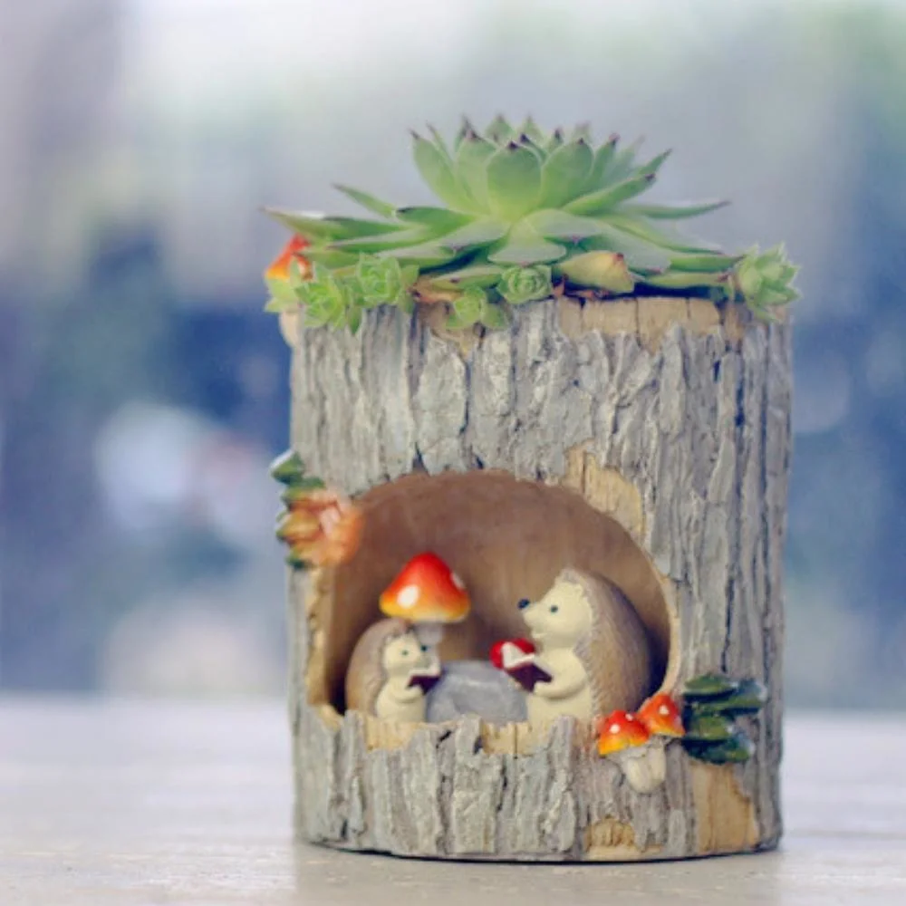 Creative Tree House Animals Flower Pot Succulent Plant Pots Resin Desktop Cartoon Planters Home Garden Decoration Birthday Gifts Wyz21203